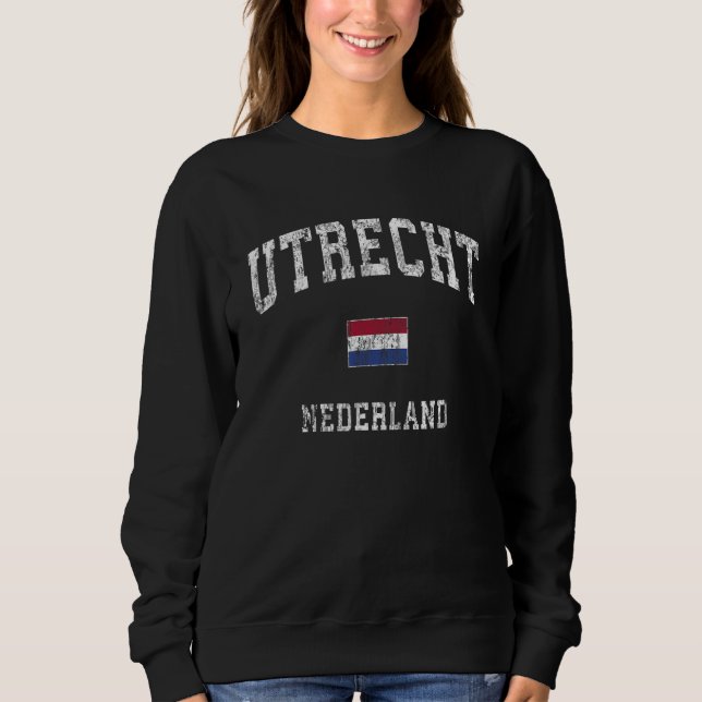 Utrecht Netherlands Nederland Vintage Athletic Spo Sweatshirt (Front)