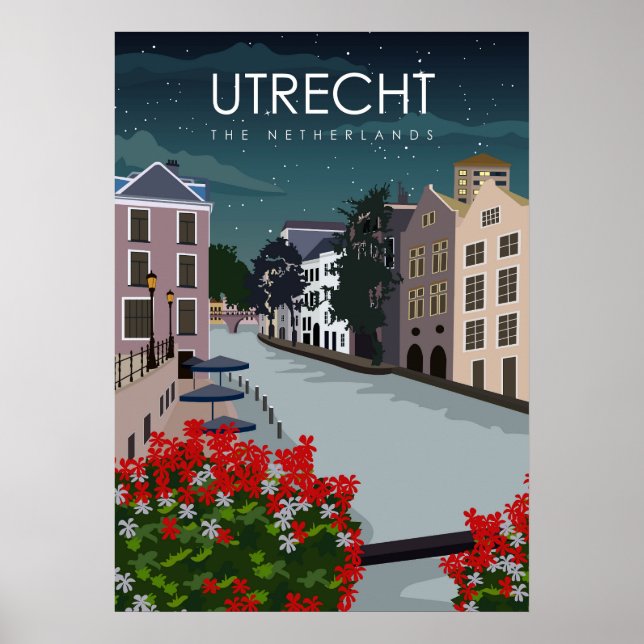Utrecht Netherlands Vintage Minimal Travel Poster (Front)