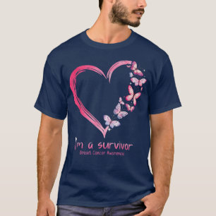 Utterfly Heart I'm A Survivor Breast Cancer Awaren T-Shirt