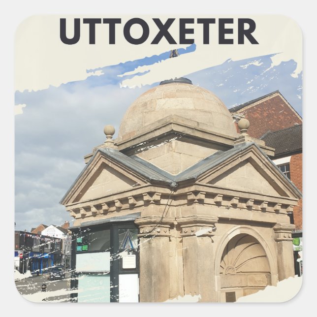 Uttoxeter - Dr Johnson Memorial Kiosk Square Sticker (Front)