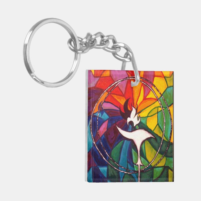 UU Chalice Square KeyChain Unitarian Universalist (Front Left)