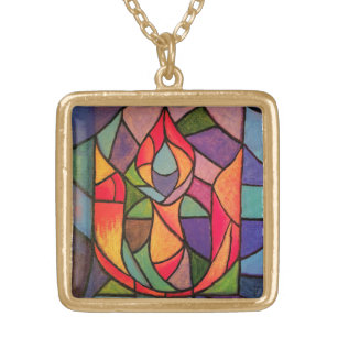 UU Flaming Chalice Art Necklace