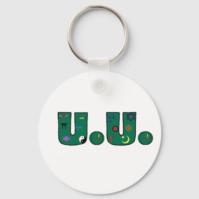 UU Green Religious Symbols Key Ring (Front)