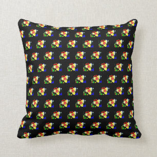 uunusual black with yellow and red flower pattern cushion