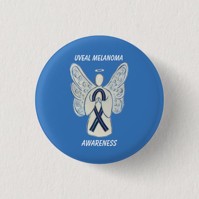 Uveal Melanoma Awareness Ribbon Angel Custom Pin (Front)
