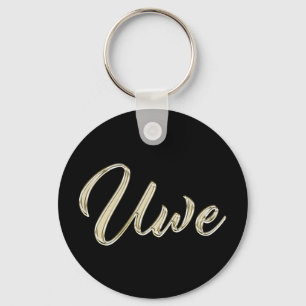Uwe Name whitegold Button Schlüsselanhänger Key Ring