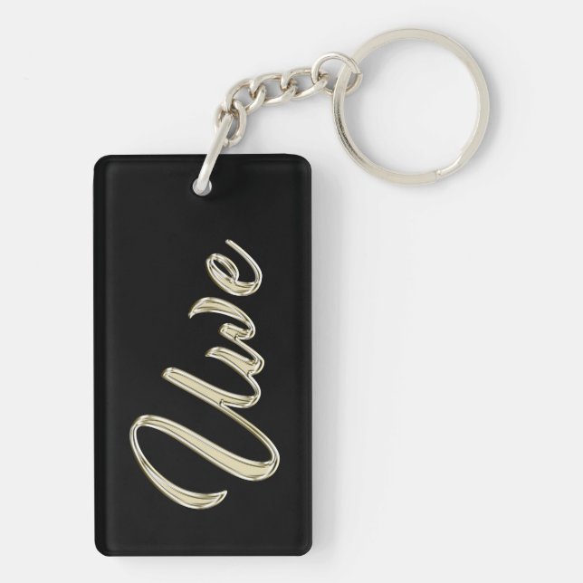 Uwe Name whitegold key trailer Key Ring (Back)