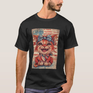 Uwu Cat And USA Americana Flag Patriotic Graphic D T-Shirt