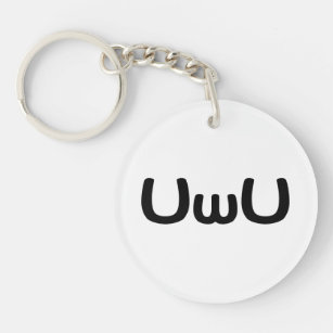 UwU Happy Anime Face Emoticon Key Ring