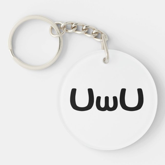 UwU Happy Anime Face Emoticon Key Ring (Front)