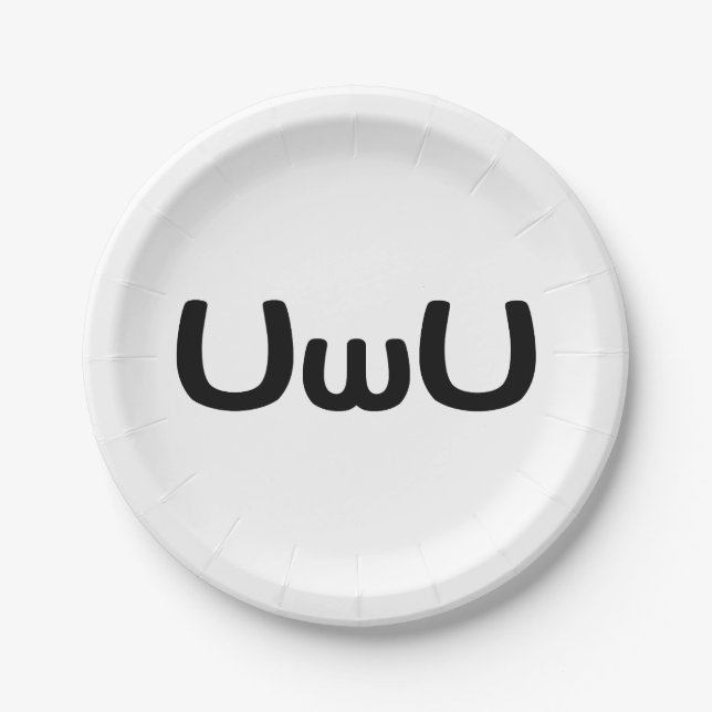 UwU Happy Anime Face Emoticon Paper Plate (Front)