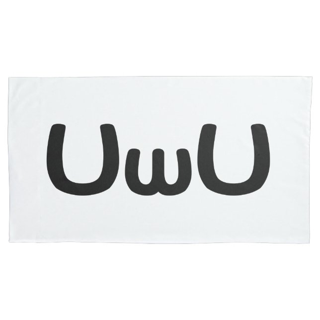 UwU Happy Anime Face Emoticon Pillowcase (Front-Left)