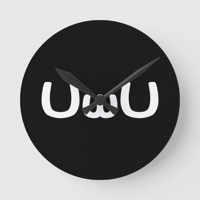 UwU Happy Anime Face Emoticon Round Clock (Front)