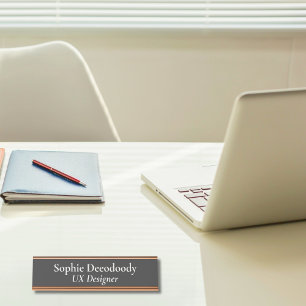 UX Designer Minimalist Charcoal Black Desk Name Plate