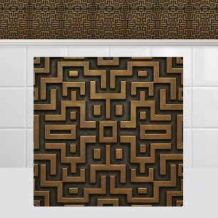Uxmal Yucatan Metal Mayan Pattern Antique Bronze Ceramic Tile