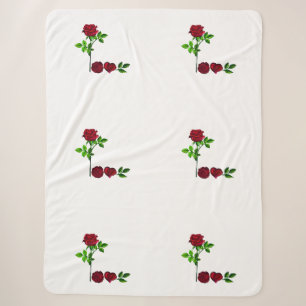 uxury Sherpa Blanket – Hand-Painted Rose & LOVE