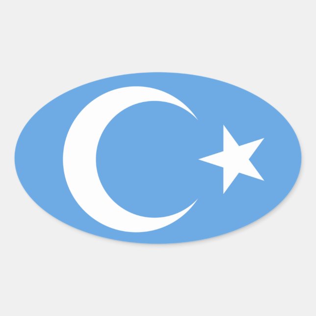 Uyghur/ East Turkestan Flag Oval Sticker (Front)