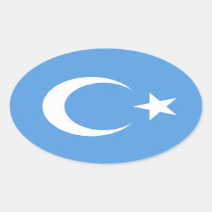 Uyghur/ East Turkestan Flag Oval Sticker