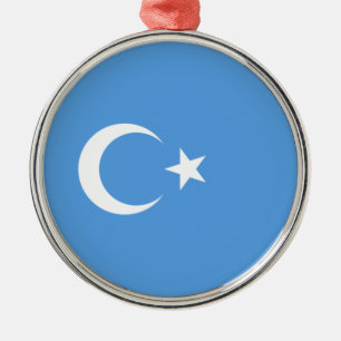 Uyghur Flag of East Turkistan (Uyghuristan) Cerami Metal Ornament