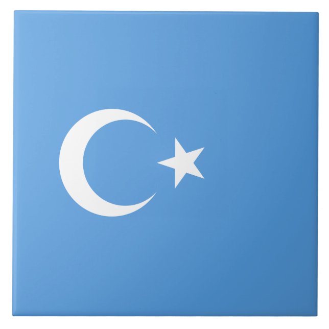 Uyghur Flag of East Turkistan (Uyghuristan) Ceramic Tile (Front)