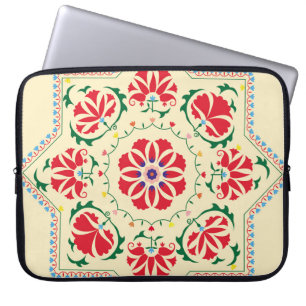 Uzbek ethnic vintage ornament suzanisuzani, fabric laptop sleeve