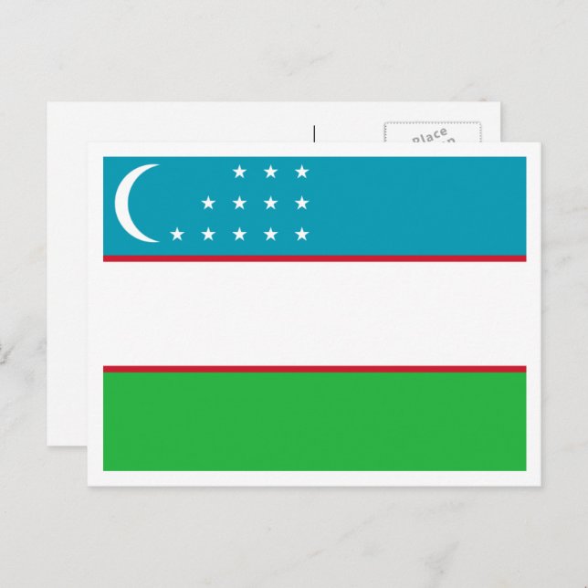 Uzbek Flag, Flag of Uzbekistan Postcard (Front/Back)