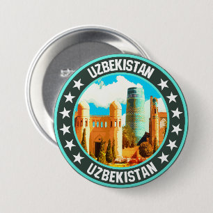Uzbekistan                                         7.5 cm round badge
