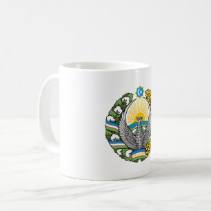 Uzbekistan country coat arms symbol emblem flag coffee mug
