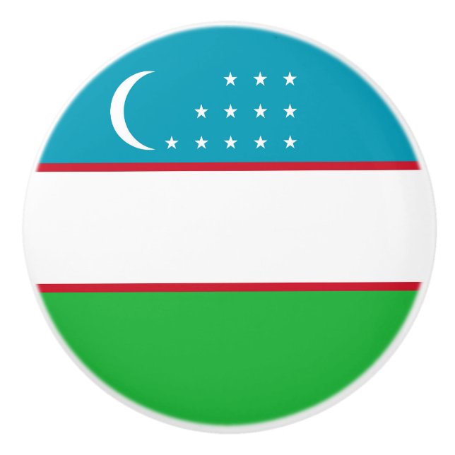 Uzbekistan flag ceramic knob (Front)