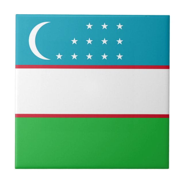 Uzbekistan flag ceramic tile (Front)