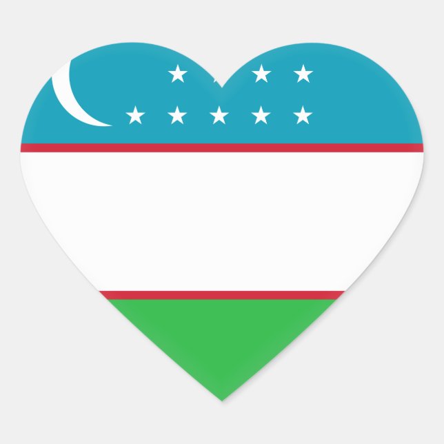 Uzbekistan Flag Heart Sticker (Front)