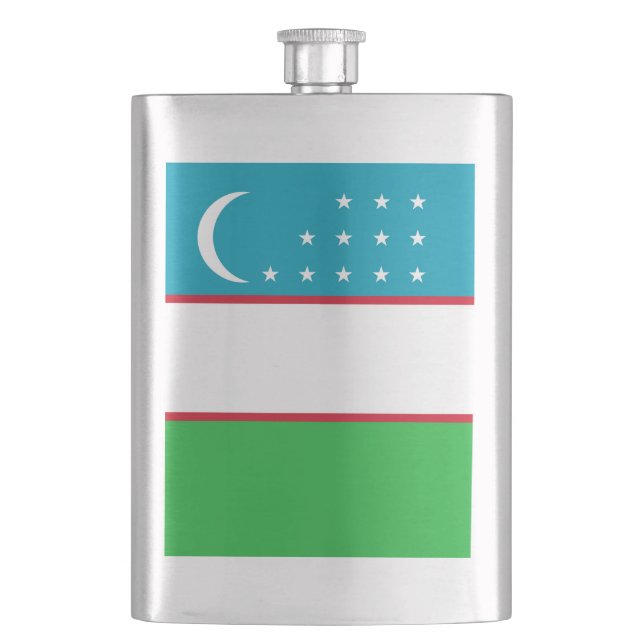 Uzbekistan flag hip flask (Front)