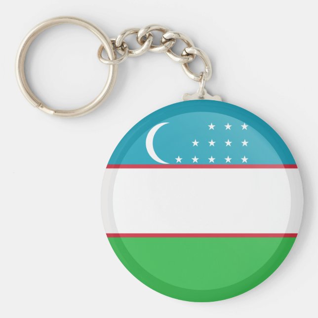 Uzbekistan Flag Key Ring (Front)