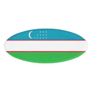 Uzbekistan flag name tag