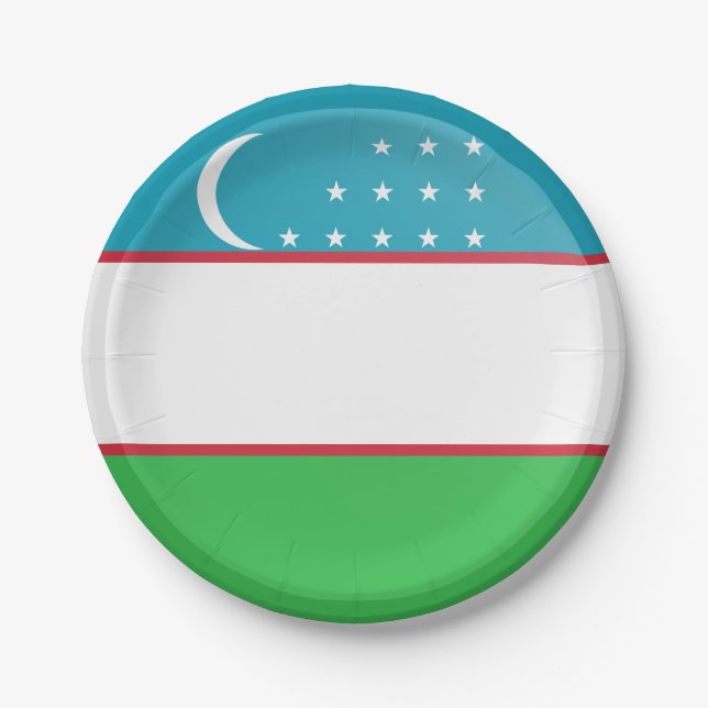 Uzbekistan Flag Paper Plate (Front)