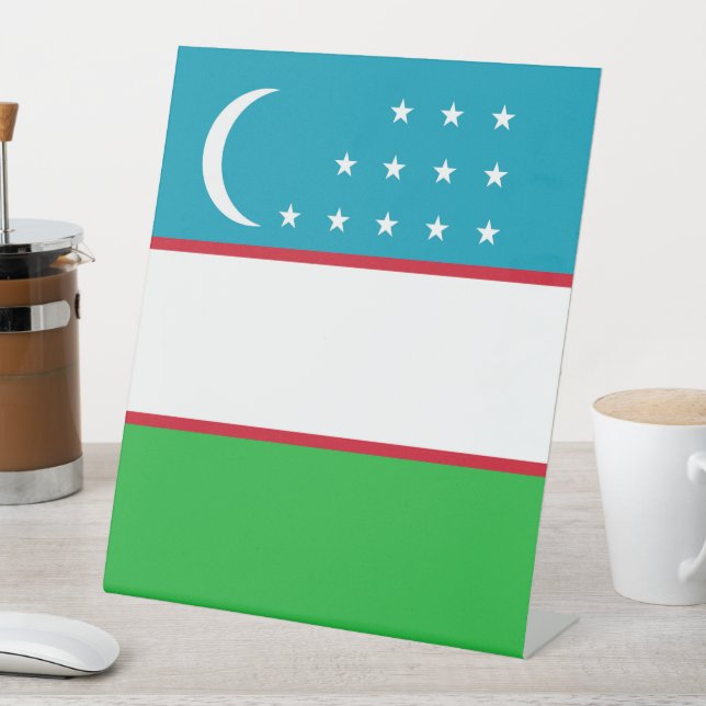 Uzbekistan flag pedestal sign (In SItu)