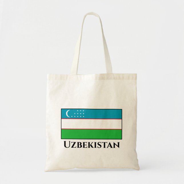 Uzbekistan Flag Tote Bag (Front)