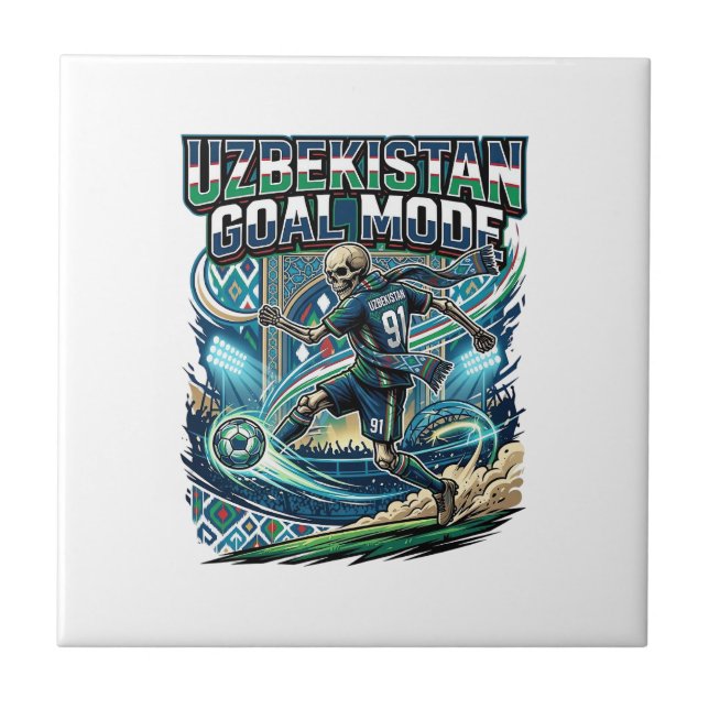 Uzbekistan Goal Mode Skeleton Striker Nations Stre Ceramic Tile (Front)