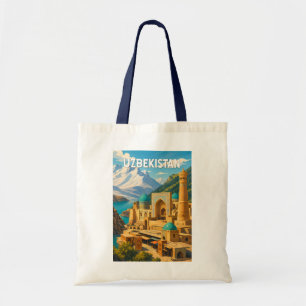 Uzbekistan Illustration Travel Art Vintage Tote Bag