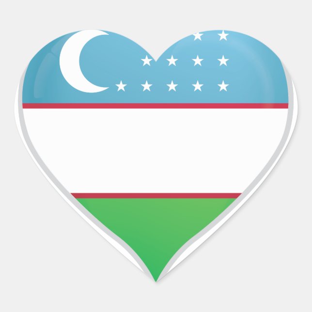 Uzbekistan love flag pride heart sticker (Front)