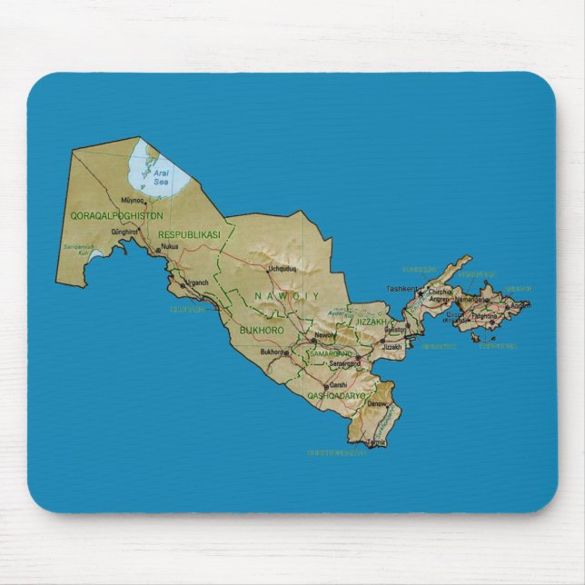Uzbekistan Map Mousepad (Front)
