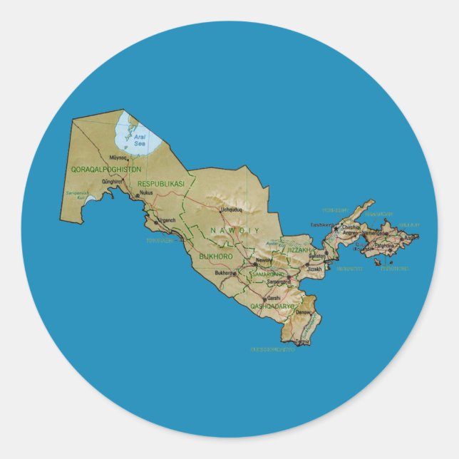 Uzbekistan Map Sticker (Front)