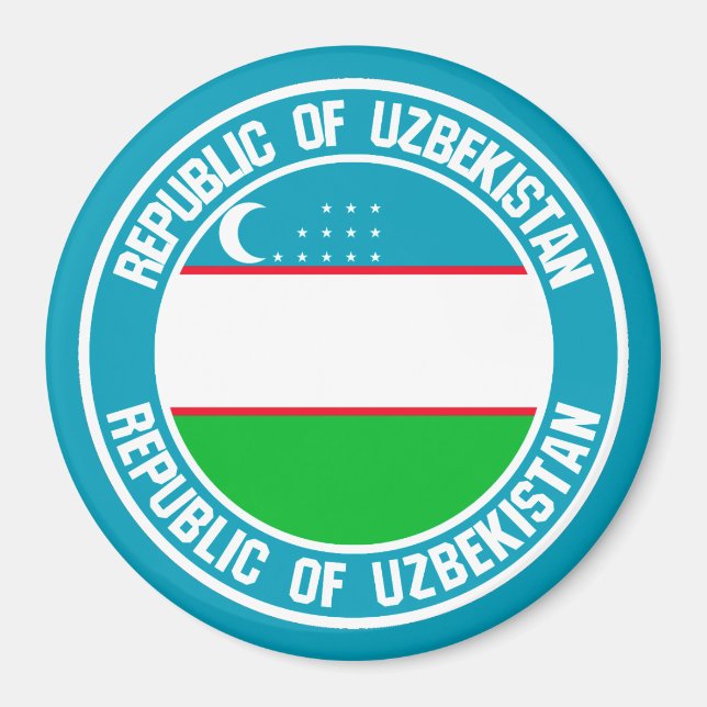 Uzbekistan Round Emblem Magnet (Front)