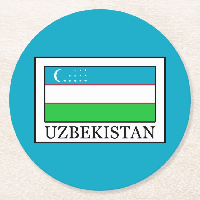 Uzbekistan Round Paper Coaster (Front)