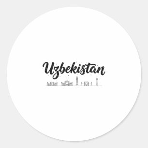 Uzbekistan Skyline Travel Vacation Outfits Classic Round Sticker