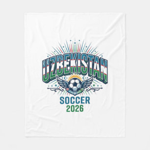 Uzbekistan Soccer 2026 Soccer Bold Country Typogra Fleece Blanket
