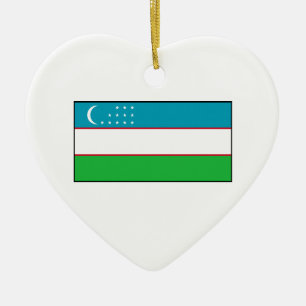 Uzbekistan – Uzbek Flag Ceramic Tree Decoration