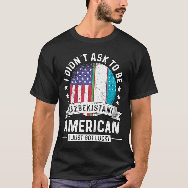 Uzbekistani American Patriot Grown  Humour Flag T-Shirt (Front)
