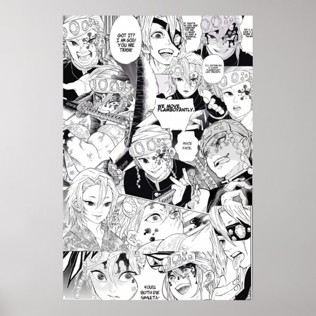 Uzui Tengen Demon Slayer KNY Collage Poster (Front)