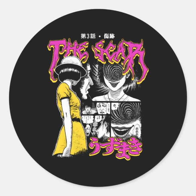 Uzumaki Colourful Scar Classic Round Sticker (Front)